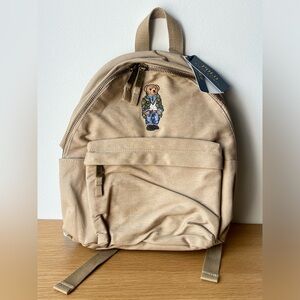 Polo Ralph Lauren Preppy Jeans Bear Kids Backpack Beige Khaki 11" Laptop Sleeve